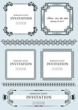 Collection of vector frames and ornaments with sample text. 
