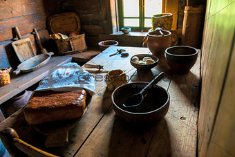 Russian home kitchen interior in the Middle Ages
