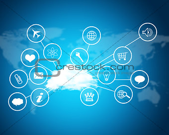 Cloud with computer icons. Technology concept