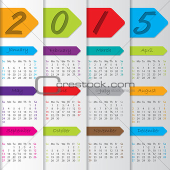 Arrow ribbon calendar for the year 2015