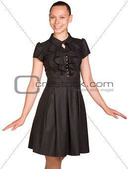 Attractive smiling young woman in black dress
