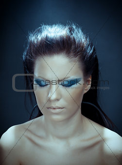 portrait of fantasy cyborg girl
