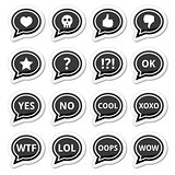 Speech bubble emotion icons - love, like, anger, wtf, lol, ok