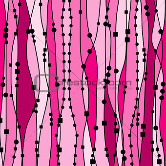 Pink background witt dots, squares and lines