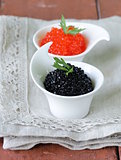 traditional Russian delicacy red and black caviar