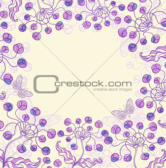 Decorative violet floral frame