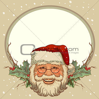 The head of Santa Claus. Template cards for Christmas