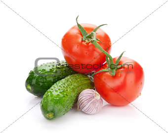 Fresh ripe clean vegetables with water drops
