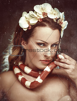 Gorgeous woman with snake