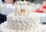 Wedding cake decorated with swans