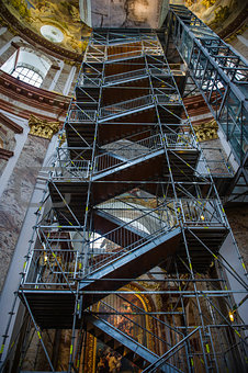 Scaffolding inside of Karlskirche (St. Charles church),Vienna