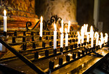Burning candles in a church