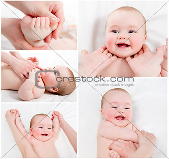 Adorable Baby massage collage