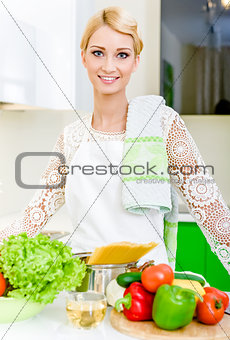 Young woman in the kitchen.