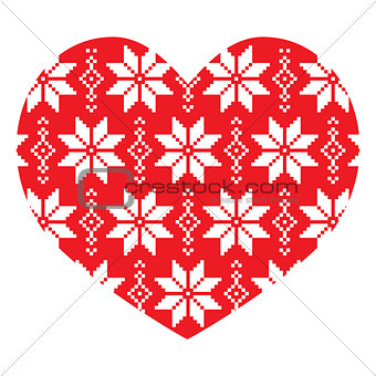 Nordic, winter red heart pattern