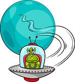 alien in ufo cartoon illustration