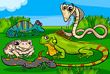 reptiles and amphibians group cartoon