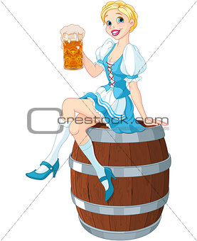 Oktoberfest girl on the keg 