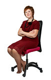 middle-aged woman in a chair