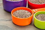 chia seeds in measuring cups 