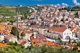 Town of Hvar famous Pjaca square view