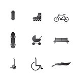 Vector icons for active leisure in the park