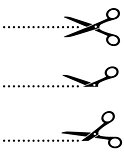 scissors icon with cut line