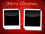 Christmas card templates on red snowflake background
