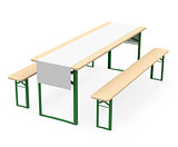benches and table