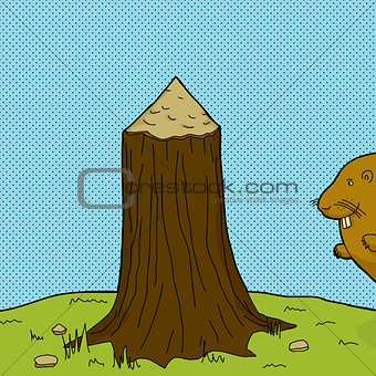 Tree Stump and Beaver