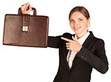Business woman hold briefcase in hand