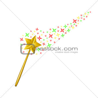 Magic wand with stream of stars