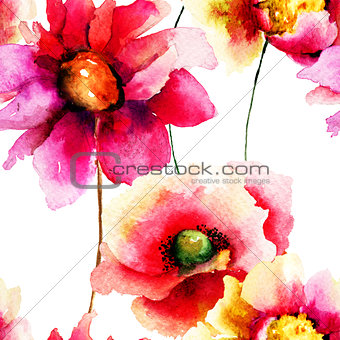 Stylized red flowers illustration