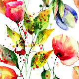 Seamless wallpaper with Colorful flowers