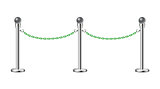 Stand chain barriers in silver design with green chain