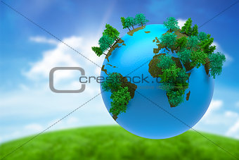 Composite image of earth with forest