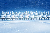 Composite image of fir trees in snowy landscape