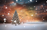 Composite image of fir trees in snowy landscape