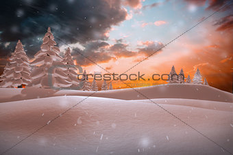 Composite image of snowy landscape