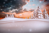 Composite image of snowy landscape