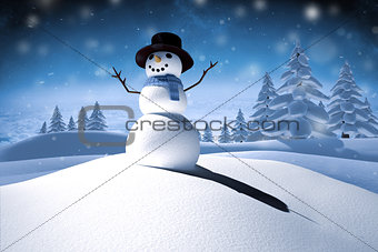 Composite image of digitally generated white snow man