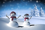 Composite image of snow people