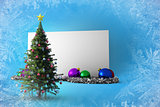 Composite image of poster with christmas tree