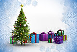 Composite image of christmas tree and presents
