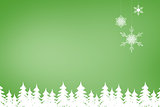 Composite image of fir tree forest and snowflakes