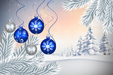 Composite image of digital hanging christmas bauble decoration