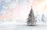 Composite image of christmas tree with baubles and star