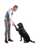 man and rottweiler