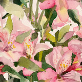Background with watercolor flowers