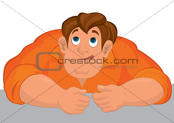 Cartoon angry man torso in orange top